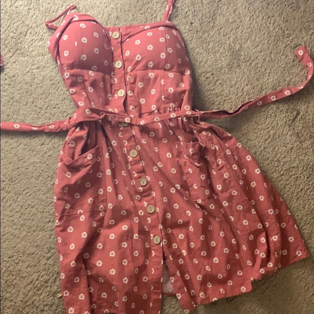 Dress with daisys and buttons down the front